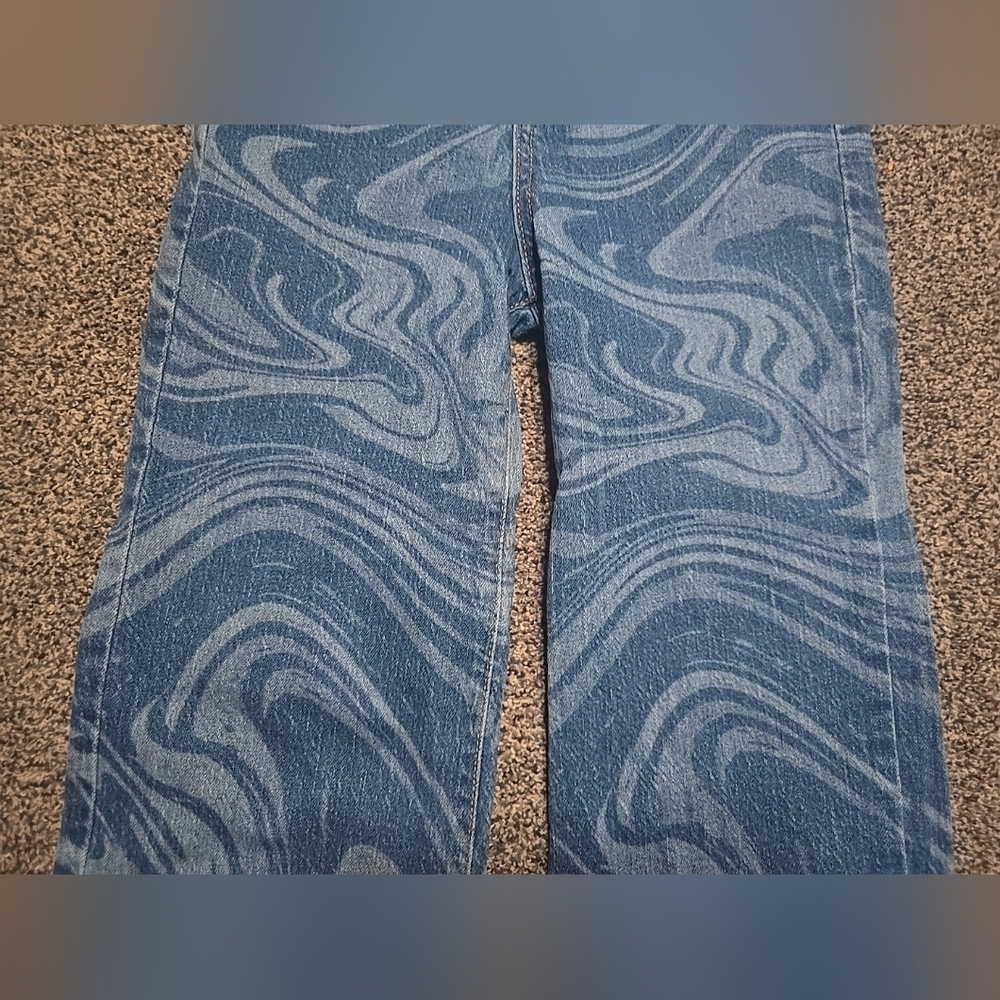 Art Class High Rise Wide Leg SWIRL Jeans Light And Dark Blue Wash Girls Size 10 - Picture 6 of 11